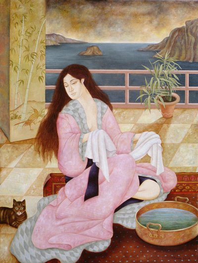 Woman washing her face by Patricia OBrien
